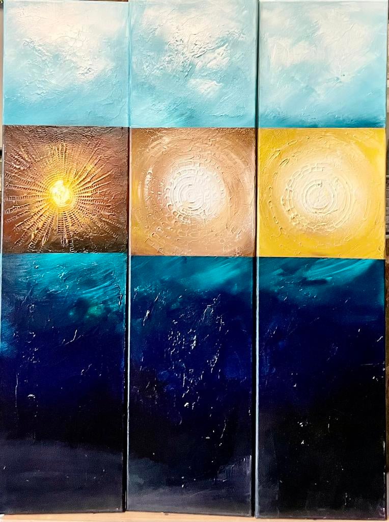 Gena G.- Abstract Drie Luik- Handgeschilderd- Uniek, Ophalen of Verzenden