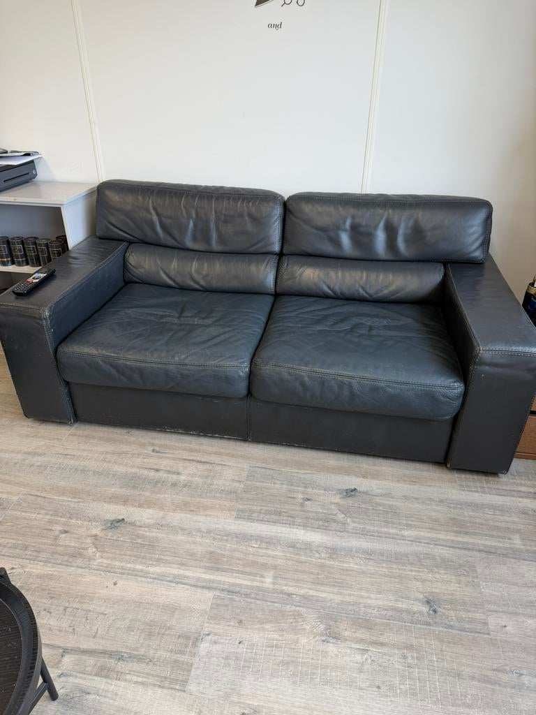 Leren bank te koop, Huis en Inrichting, Banken | Bankstellen, Ophalen of Verzenden, Gebruikt