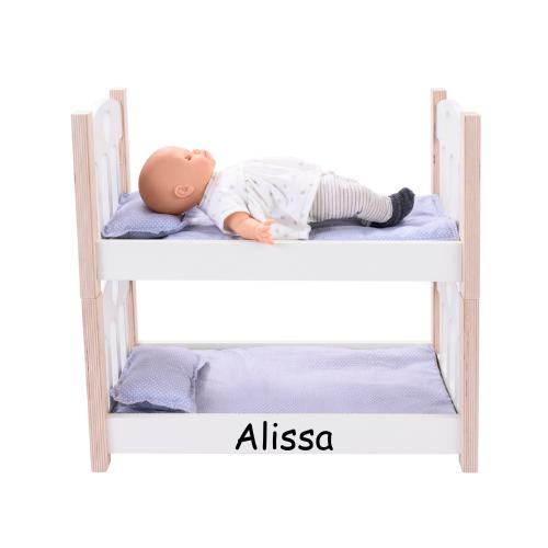 Stapelbed poppenbedden gepersonaliseerd, Kraamcadeau, Rheastraat 40, 5047 TL Tilburg, Info@hopsa.nl, Nieuw