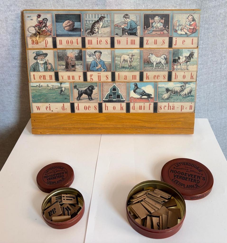 Hoogeveen's Verbeterd Leesplankje met letterdoosjes, Ophalen, Gebruikt, Taal en Lezen