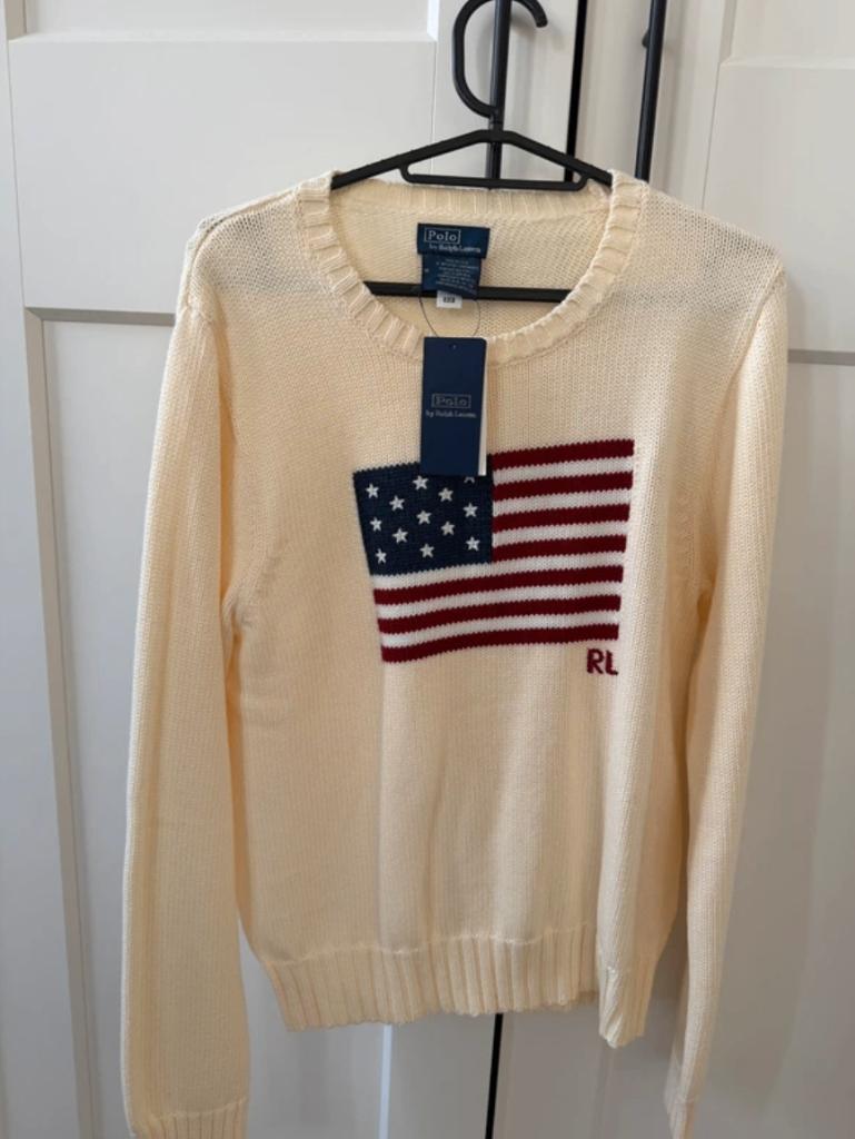 Ralph Lauren USA flag sweater cream Maat M Nieuw, Ophalen of Verzenden, Zo goed als nieuw, Beige