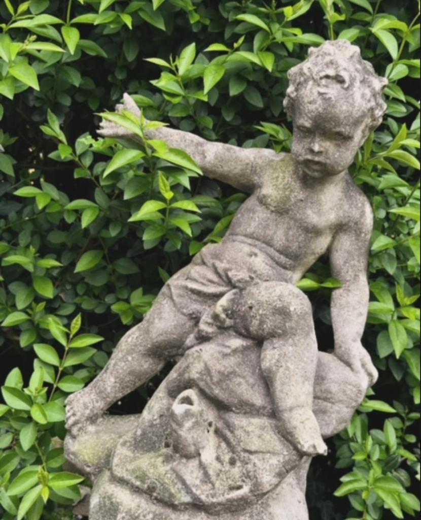 oude sfeervolle wandfontein fontein engel antieke, Ophalen of Verzenden, Gebruikt, Gietijzer, Fontein