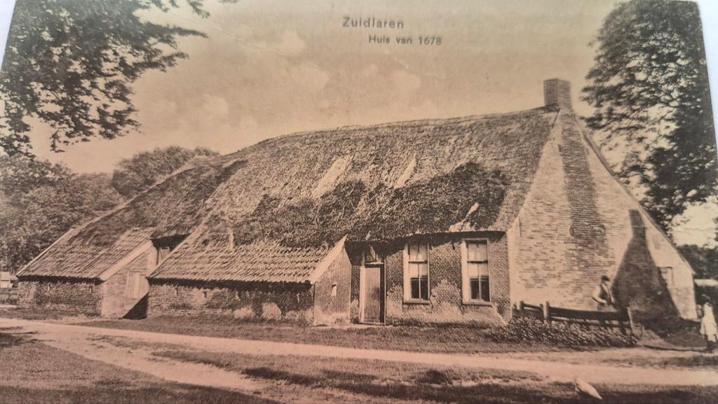 Ansichtkaart woonboerderij Zuidlaren Drenthe, Ophalen of Verzenden, 1920 tot 1940, Gelopen, Stad of Dorp