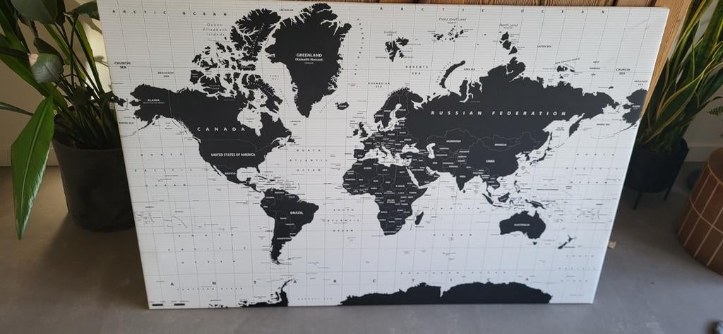 Wereldkaart op schildersdoek geprint., Ophalen, 2000 tot heden, Wereld, Landkaart