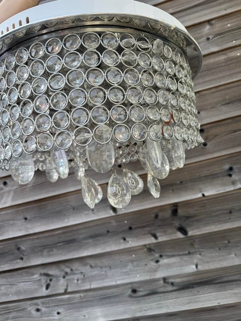 Kroonluchter en 2 kamer lampen, Ophalen of Verzenden, Gebruikt, Glas