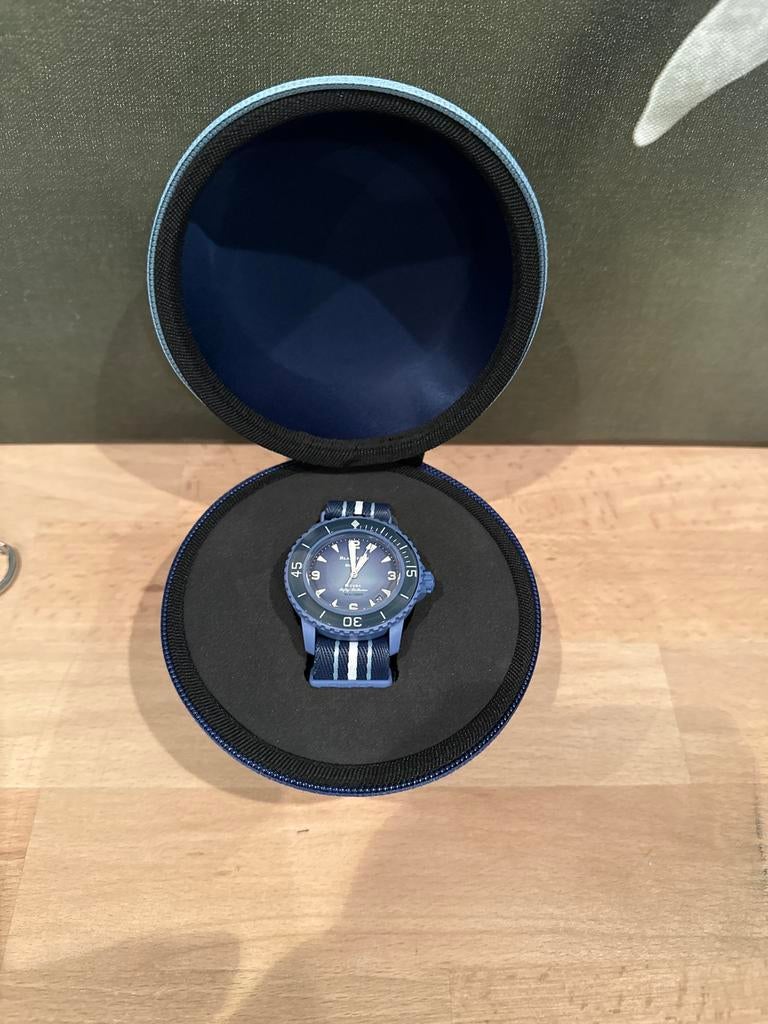 Nieuwe Blancpain x Swatch Scuba Fifty Fathoms Atlantic Ocean, Kunststof, Polshorloge, Nieuw, Ophalen of Verzenden