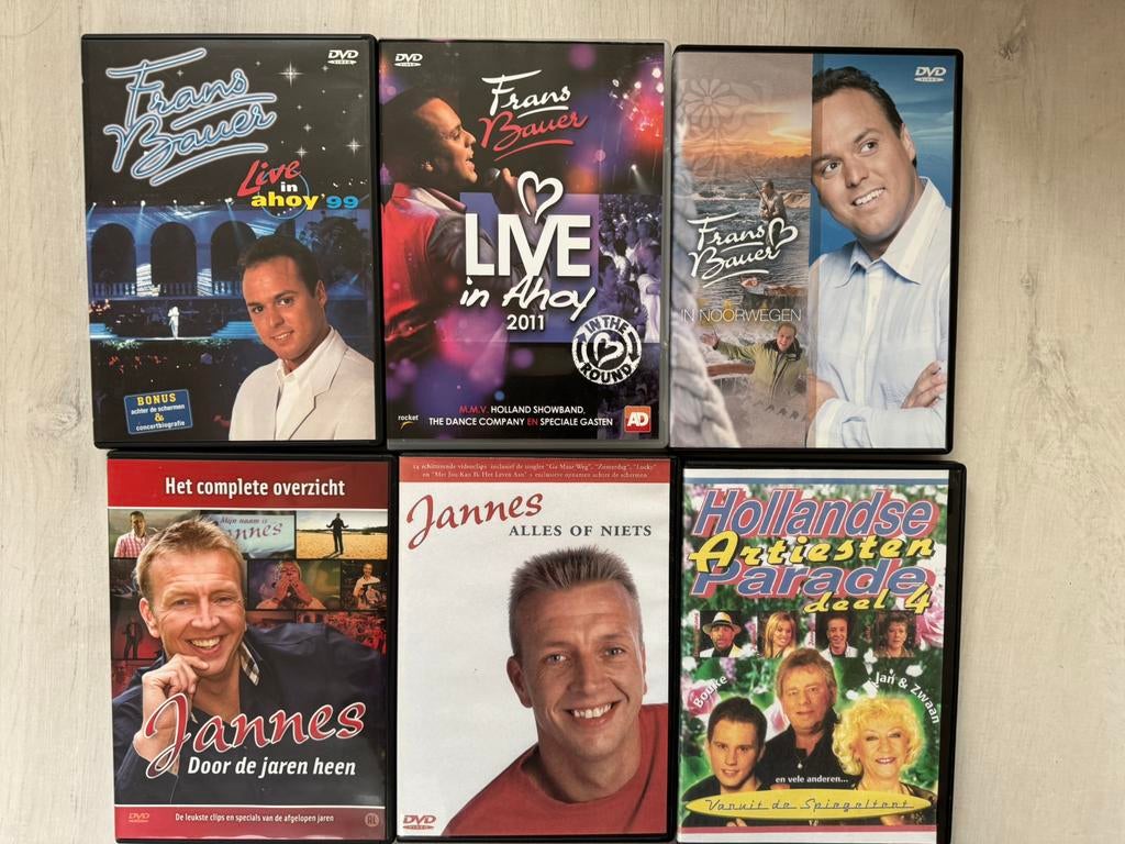 6 Hollandse muziek DVDs 🔴 Frans Bauer, Jannes enz., Alle leeftijden, Ophalen of Verzenden, Zo goed als nieuw, Muziek en Concerten