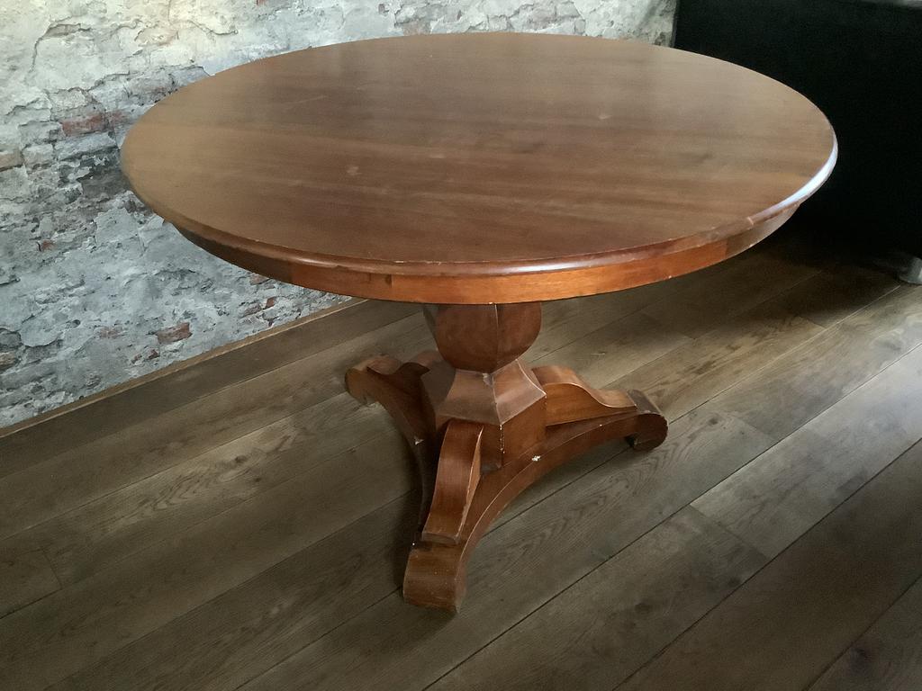 Ronde houten bolpoot tafel, Ophalen, Gebruikt, Rond, Vier personen