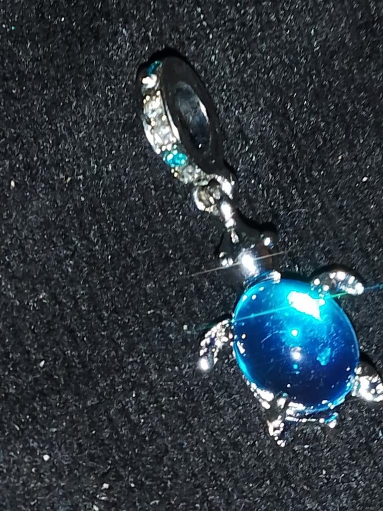 Bedel schildpad met blauwe steen, Ophalen of Verzenden