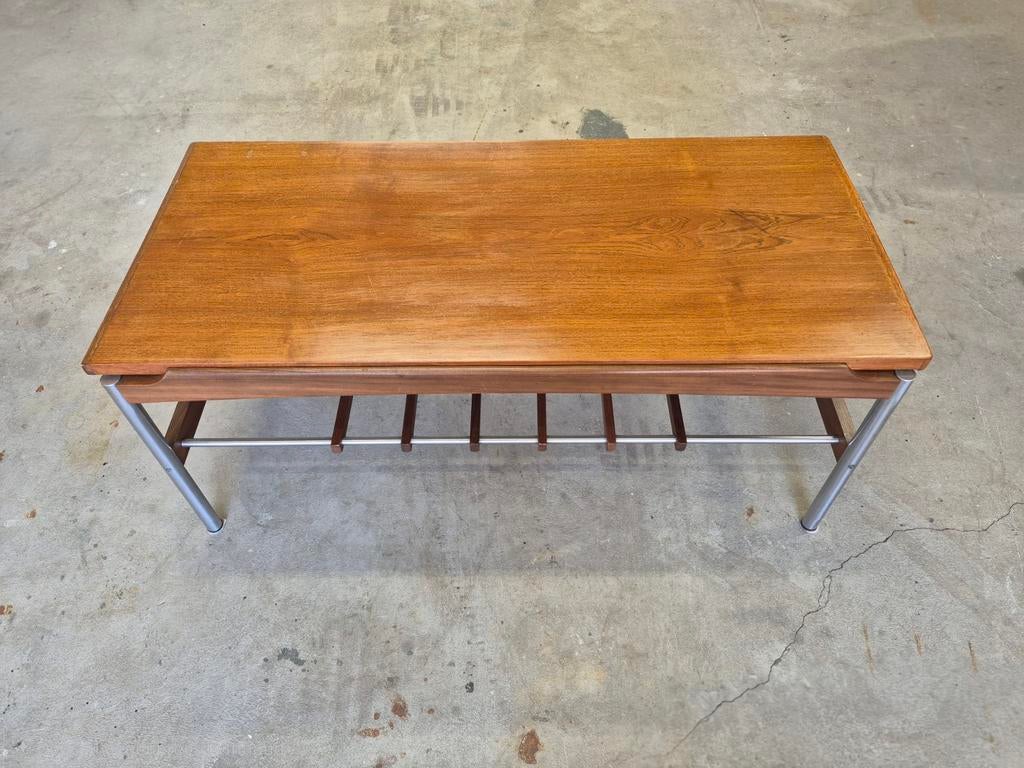 Vintage Topform Salontafel Teak, Ophalen, 100 tot 150 cm, Teakhout, 50 tot 100 cm