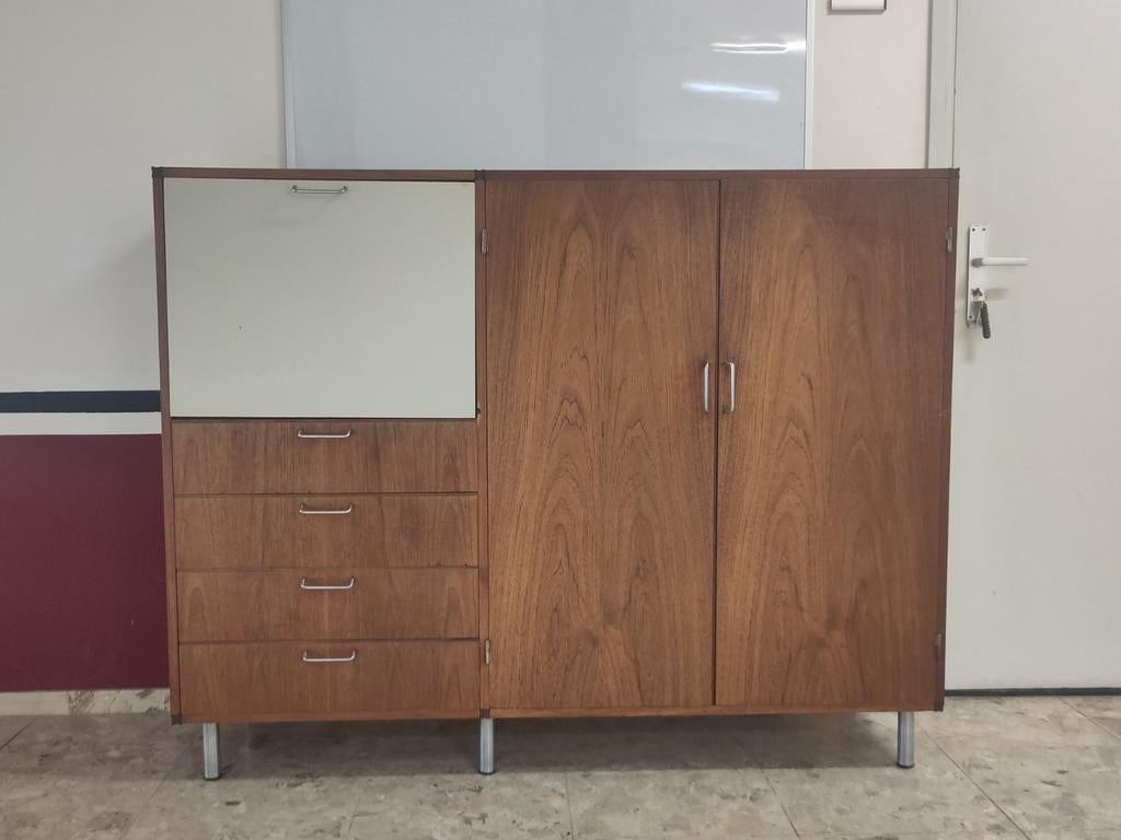 Vintage Pastoe kast CT71 Made to Measure wandkast hout teak, Ophalen, Gebruikt, ., 100 tot 150 cm