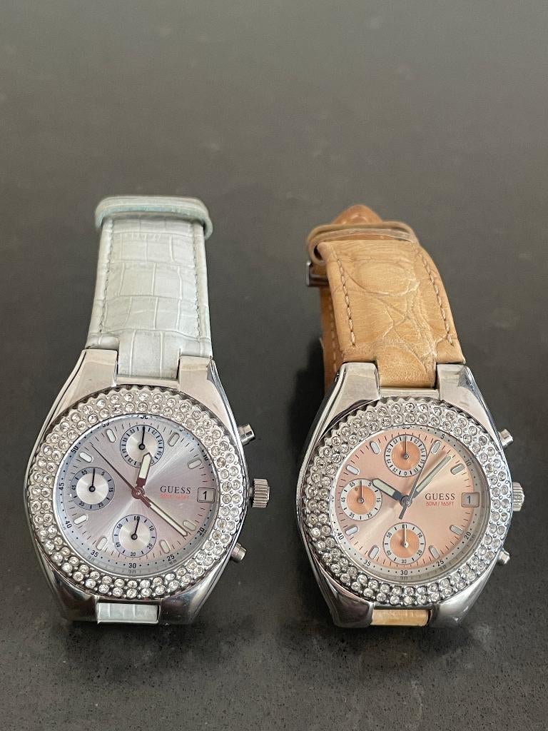 Guess Dames Horloge, Sieraden, Tassen en Uiterlijk, Overige merken, Leer, Staal, Polshorloge