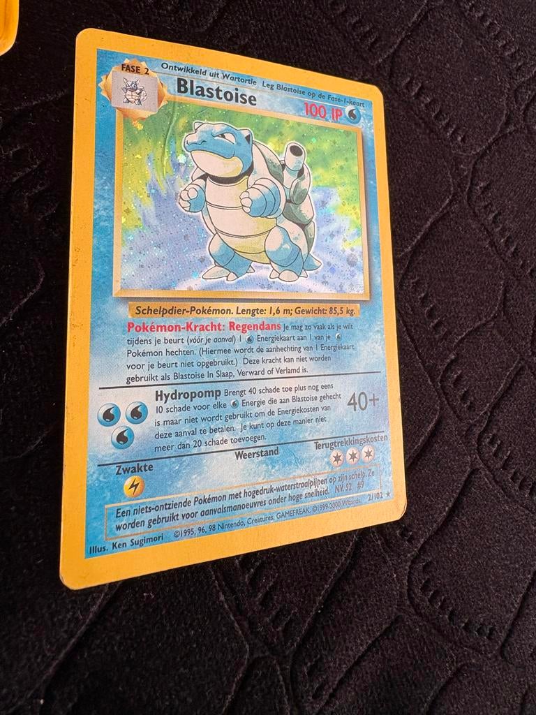 Blastoise Pokémon kaart 2/102 Holo Base Set 1995, Ophalen, Gebruikt, Losse kaart, Foil