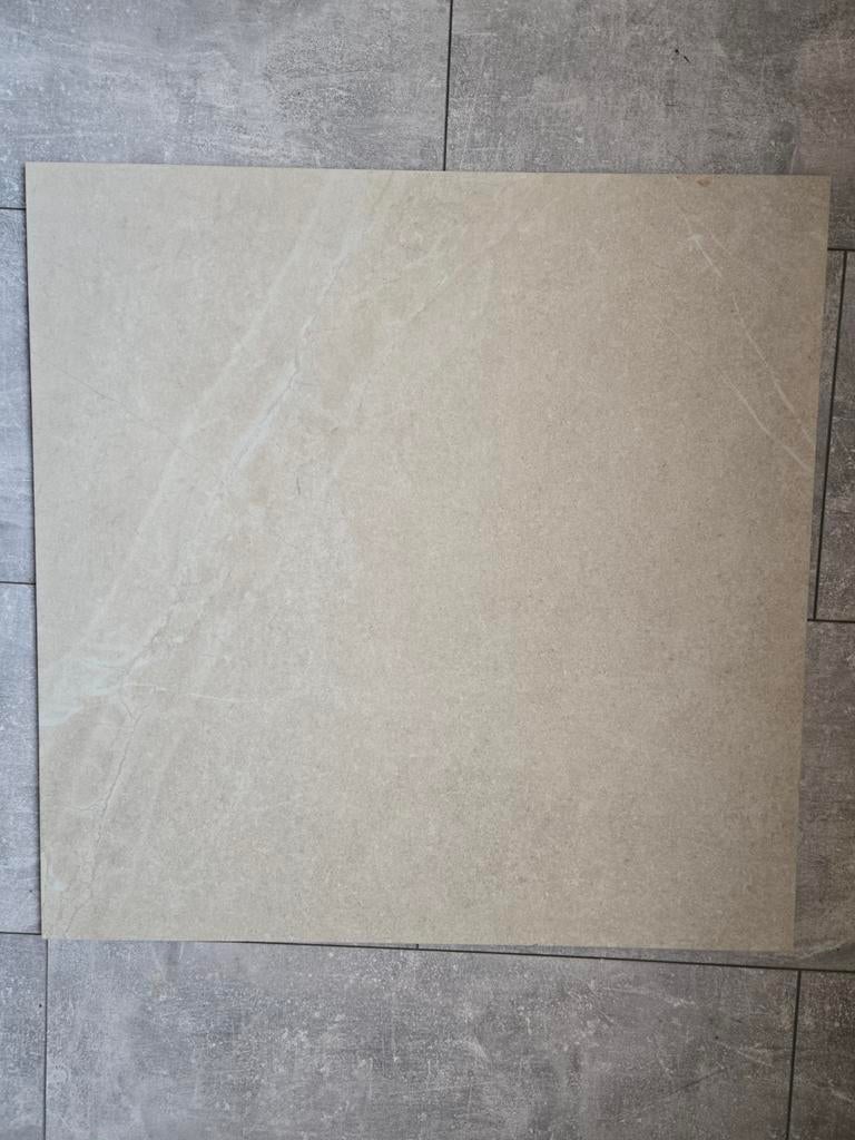 Lichtbeige keramische 40 st vloertegeltegel met marmerlook, 60 cm of meer, Keramiek, Nieuw, Ophalen of Verzenden