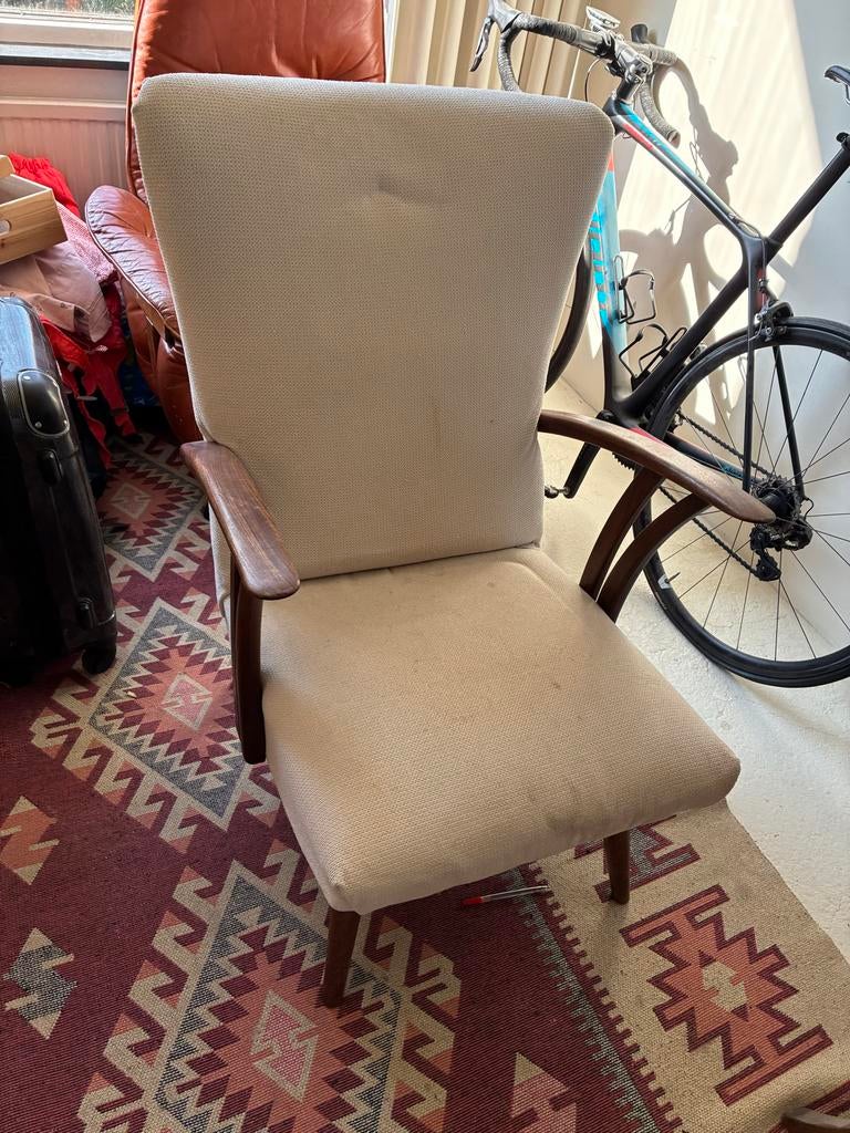 Vintage stoel met houten leuningen, Antiek en Kunst, Ophalen