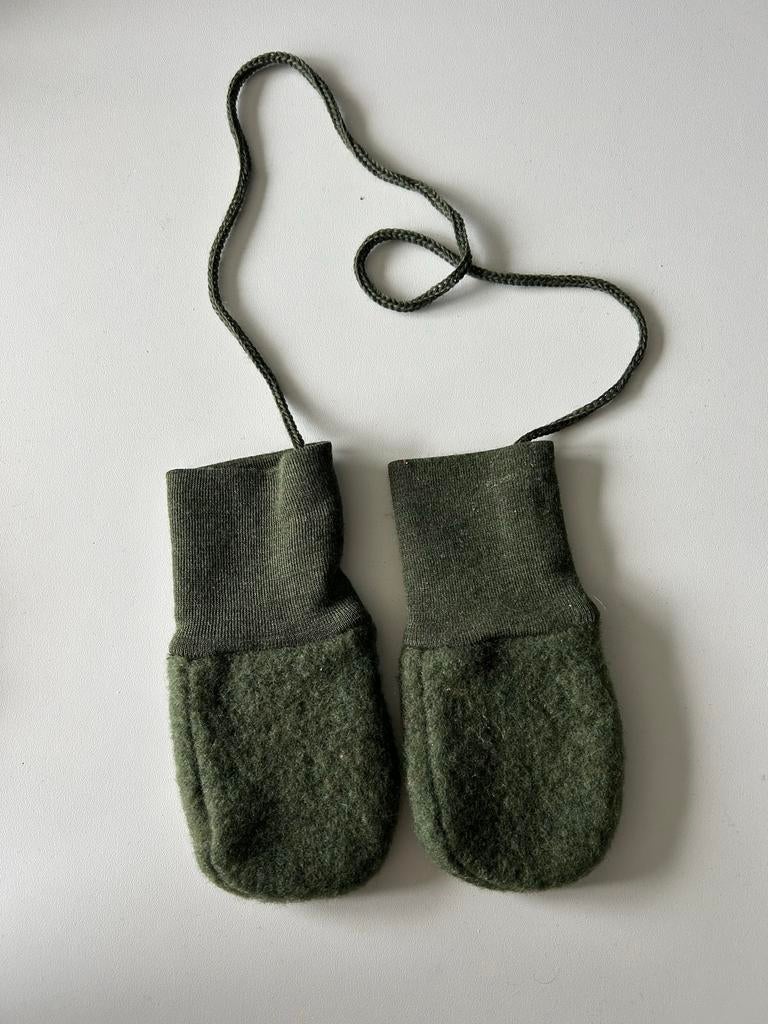 Donkergroene wolfleece wantjes van Engel maat 1, Jongetje of Meisje, Wanten, Ophalen of Verzenden, Zo goed als nieuw