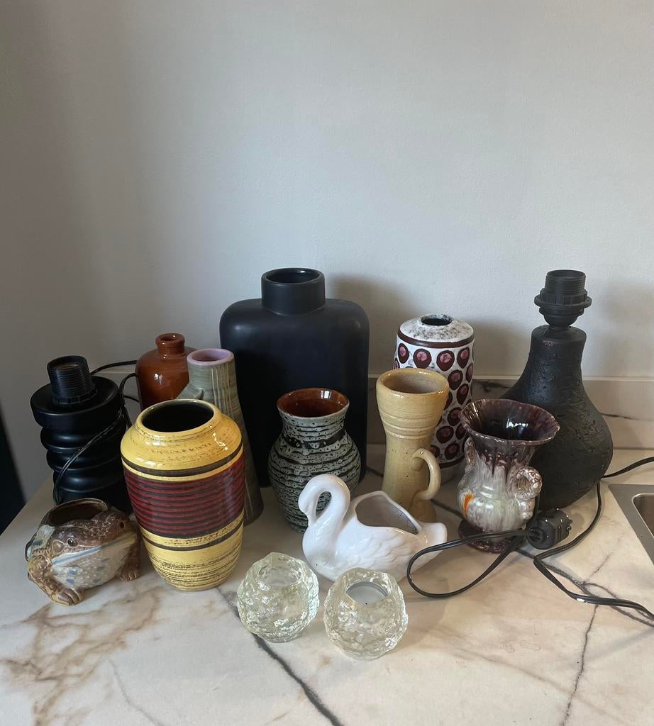 Retro vazen en lampen., Diversen, Rommelmarktspullen, Ophalen of Verzenden, Gebruikt
