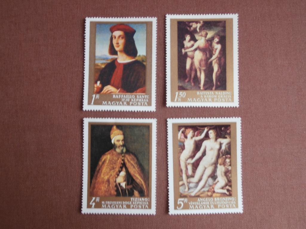 HONGARIJE 1968; serie (7) SCHILDERIJEN 2 FOTO'S, Verzenden, Postfris, Overige thema's