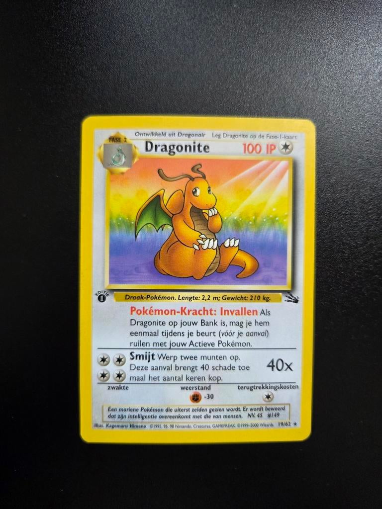Dragonite Fossil Eerste editie NL (1st edition), Ophalen of Verzenden, Zo goed als nieuw, Booster