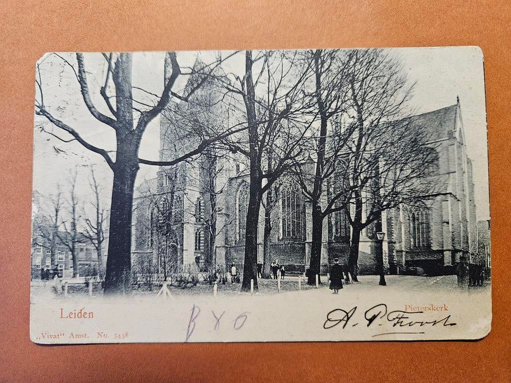 690) Pieterskerk Leiden, Ophalen of Verzenden, Voor 1920, Gelopen, Zuid-Holland