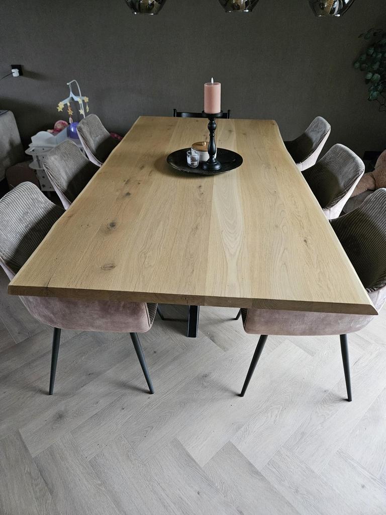 Massief houten boomstam eettafel 200x107,5 cm, Ophalen, Gebruikt, 100 tot 150 cm, 200 cm of meer