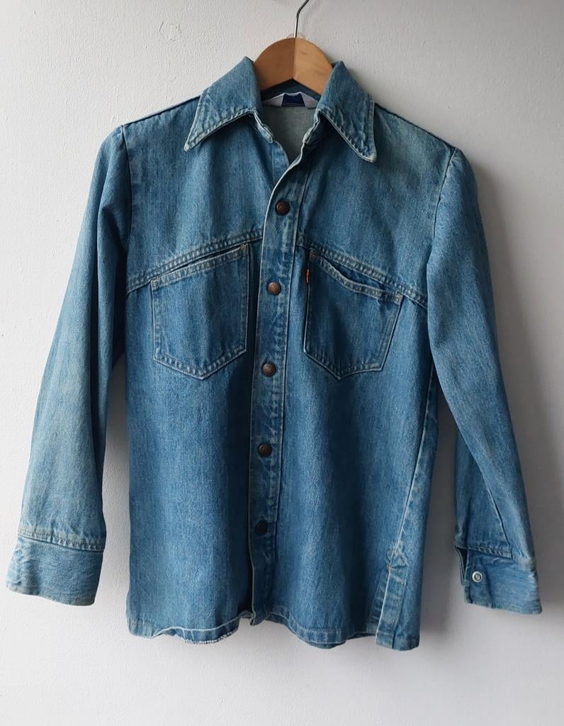 Vintage 70s Levis Western Wear Orange tab denim jacket, Blauw, Ophalen of Verzenden, Maat 36 (S), Levi’s