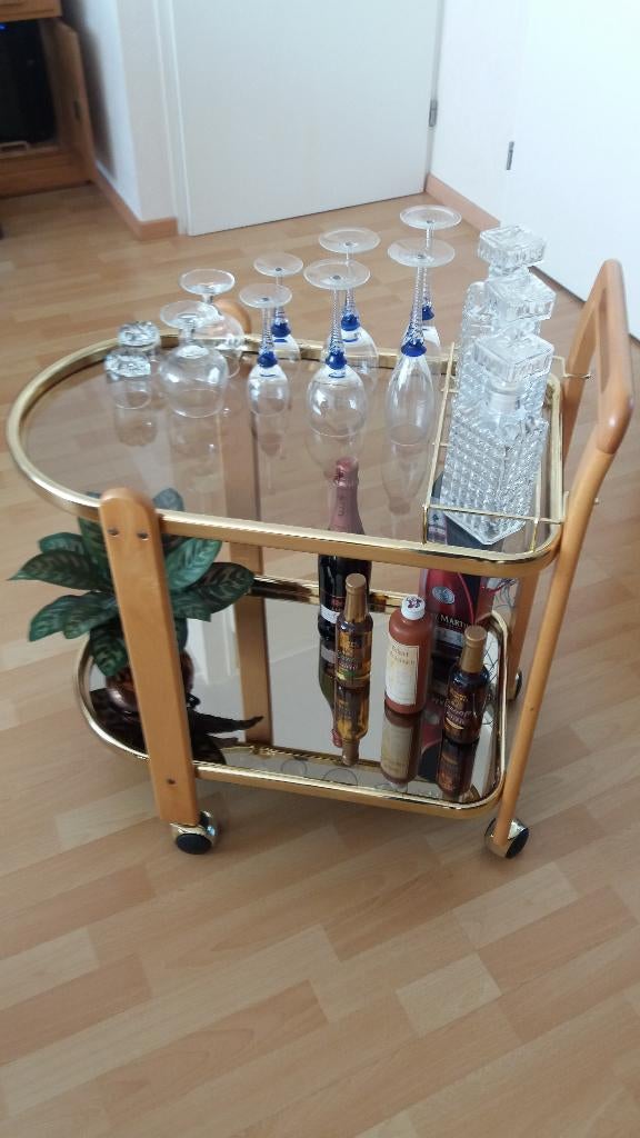 Thee - Wijn , Bar,Vintage wagen eyecatcher, met flessenrek ., Ophalen of Verzenden, Zo goed als nieuw