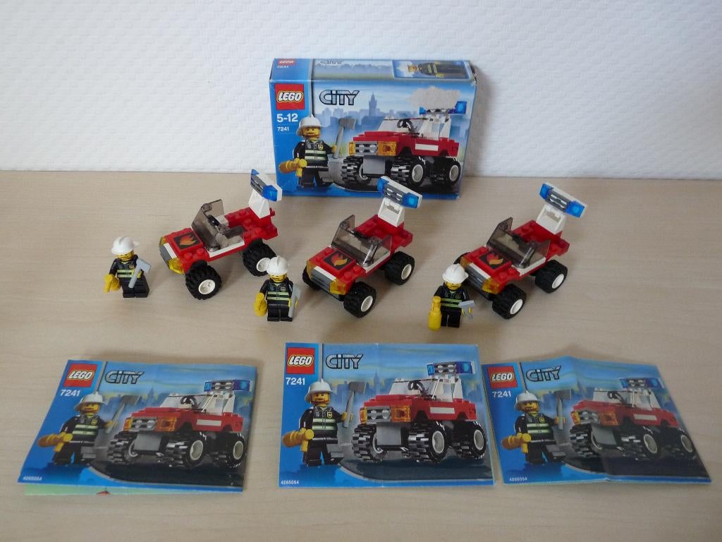 Lego City: 7241 5 x brandweerwagen, brandweer, wagens.2Xfoto, Ophalen of Verzenden, Zo goed als nieuw, Complete set, Lego