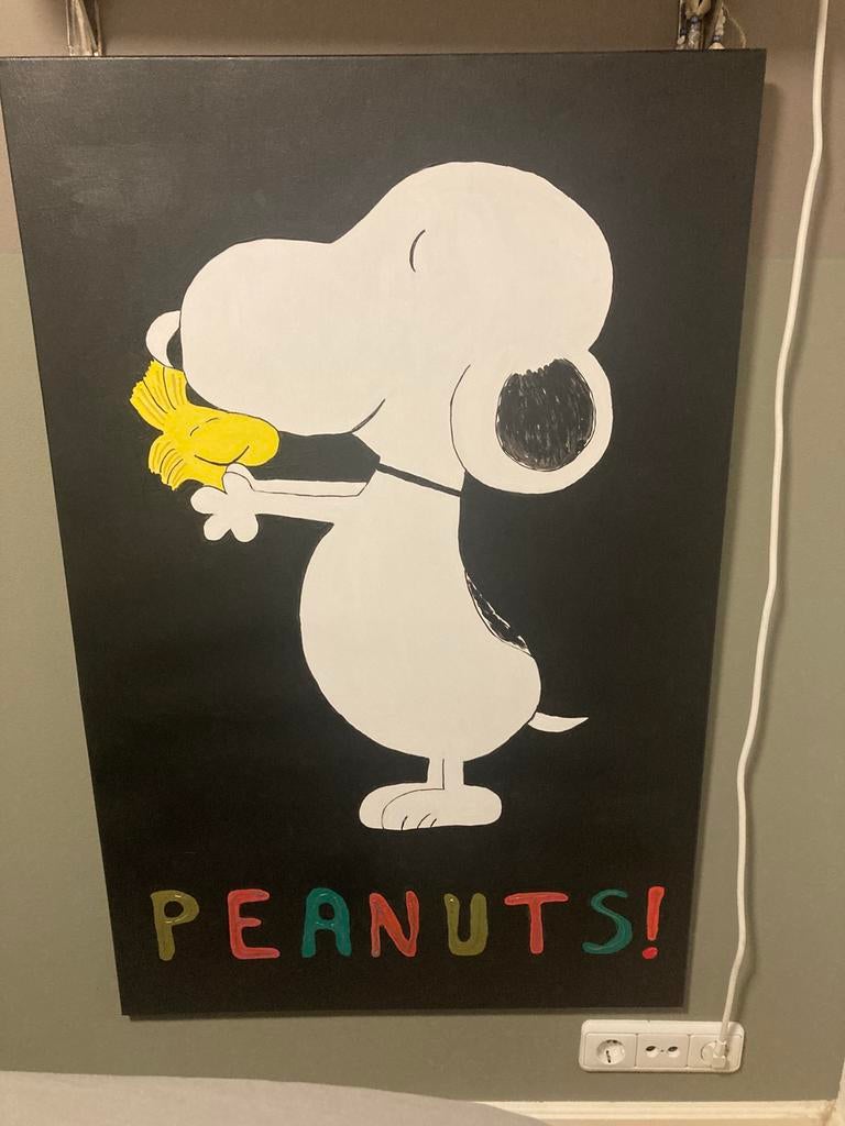 Snoopy schilderij 75 cm x 115 cm, Ophalen, Gebruikt, Schilderij, 75 cm of meer