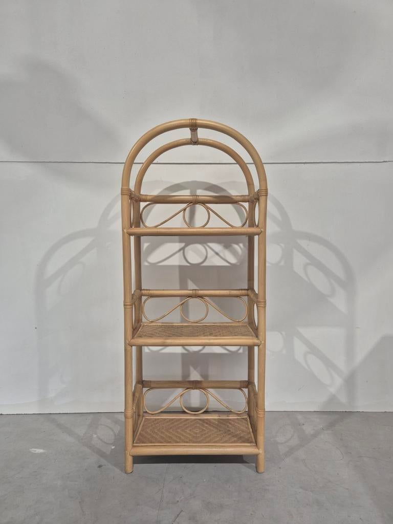 Vintage bamboe en rotan etagere, Ophalen of Verzenden, Onbekend, Onbekend, Onbekend