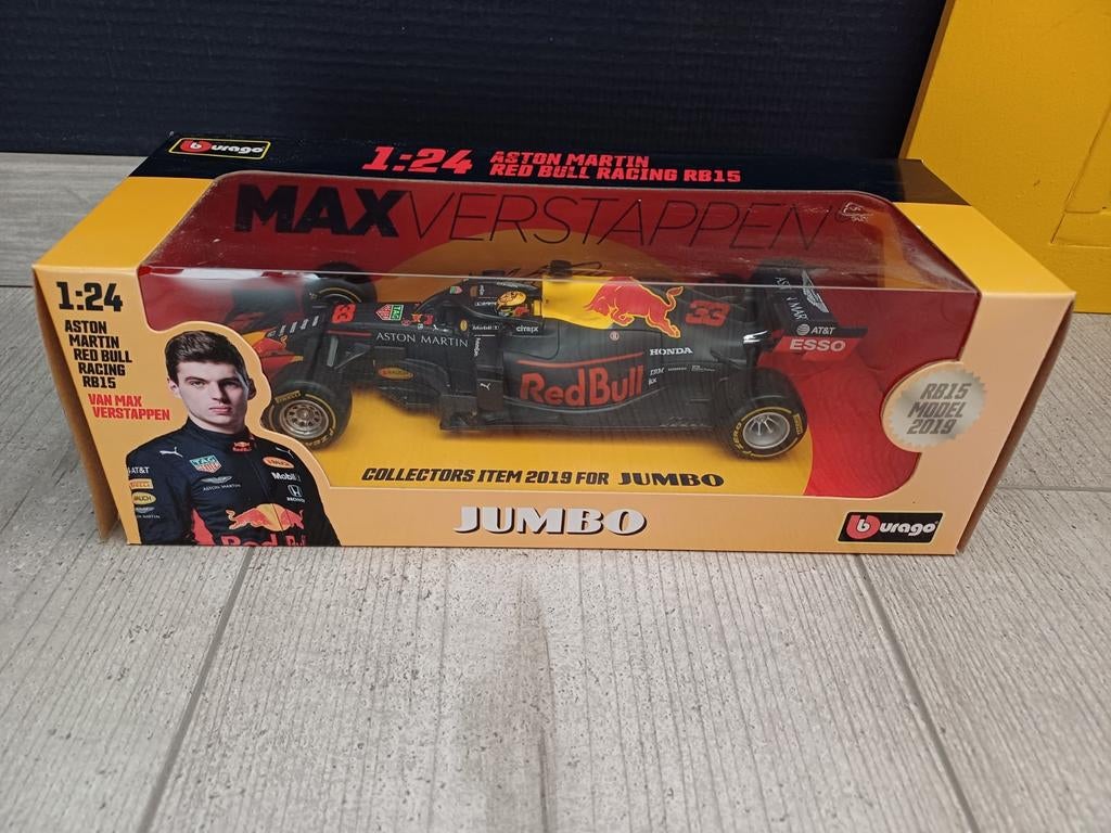 Te koop: Jumbo Red Bull Racing RB15 Max Verstappen, Hobby en Vrije tijd, Modelauto's | 1:24, Ophalen, Nieuw, Auto, Bburago