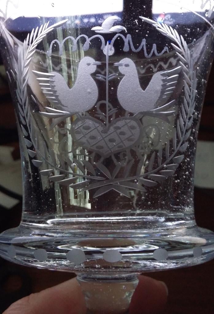 Om 1825 Biedermeier Huwelijks Glas Drinkglas Bruid Bruidegom, Antiek en Kunst, Ophalen of Verzenden