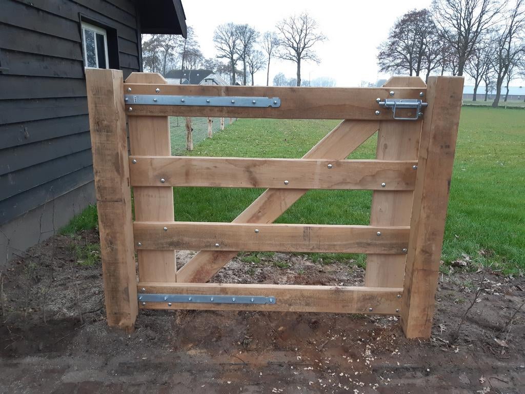 Eikenhouten landhekken, weidehek, houten poort, eiken hek, Ophalen, Nieuw, Hout, Tuinhek