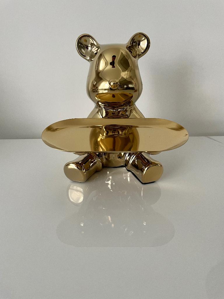 Teddybeer beeld goud decoratie, Ophalen of Verzenden, Zo goed als nieuw, Dier