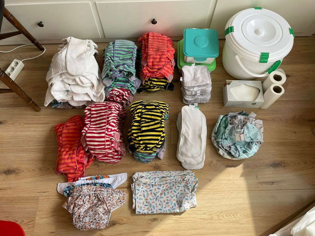 Complete set wasbare luiers van nul tot zindelijk, Ophalen of Verzenden, Gebruikt, Jongetje of Meisje