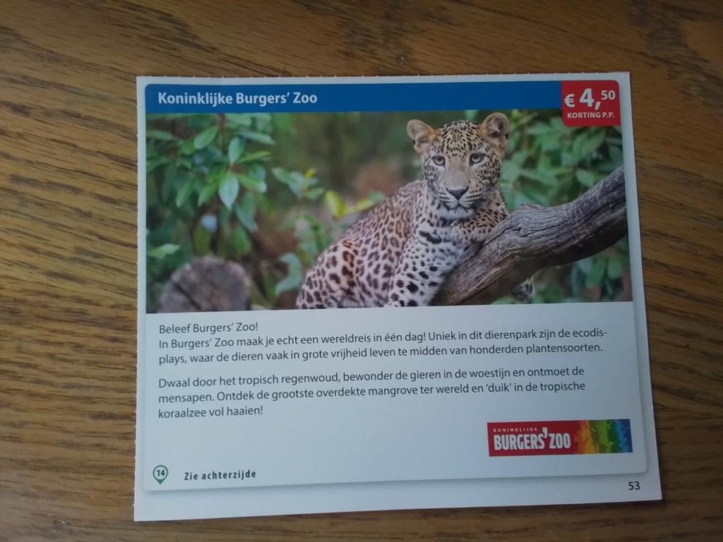 Verschillende kortingsbonnen Dierenparken, Drie personen of meer, Kortingskaart