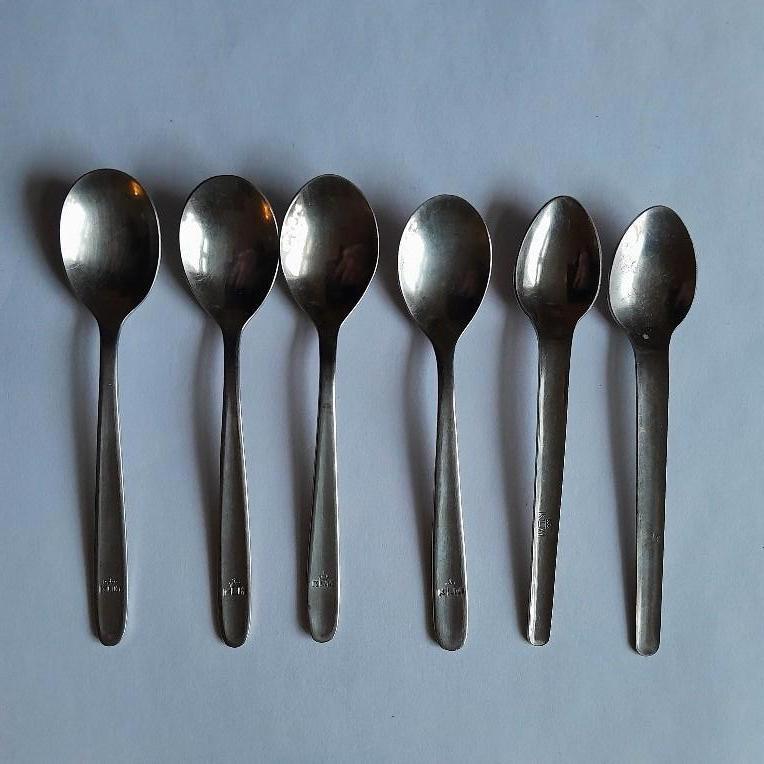 KLM 6 theelepeltjes, Verzamelen, Luchtvaart en Vliegtuigspotten, Ophalen of Verzenden, Gebruikt, Overige typen