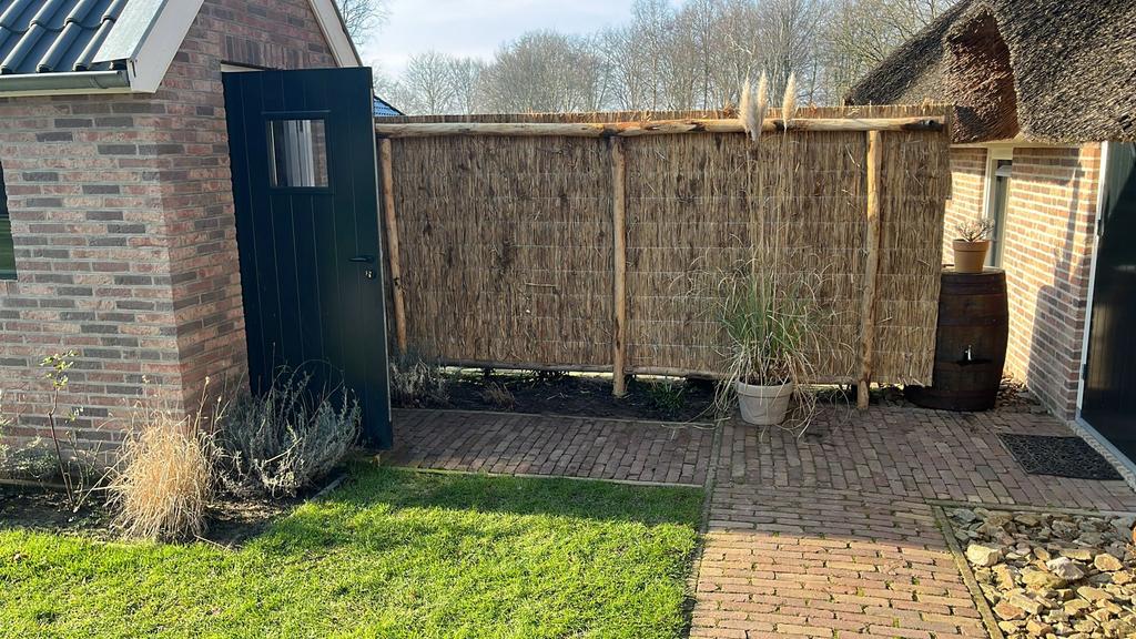 Schutting riet bamboe wilgenmat/scherm heidemat boomschors, Tuin en Terras, Overige materialen, Gerard Krale, Nieuw, Ophalen of Verzenden