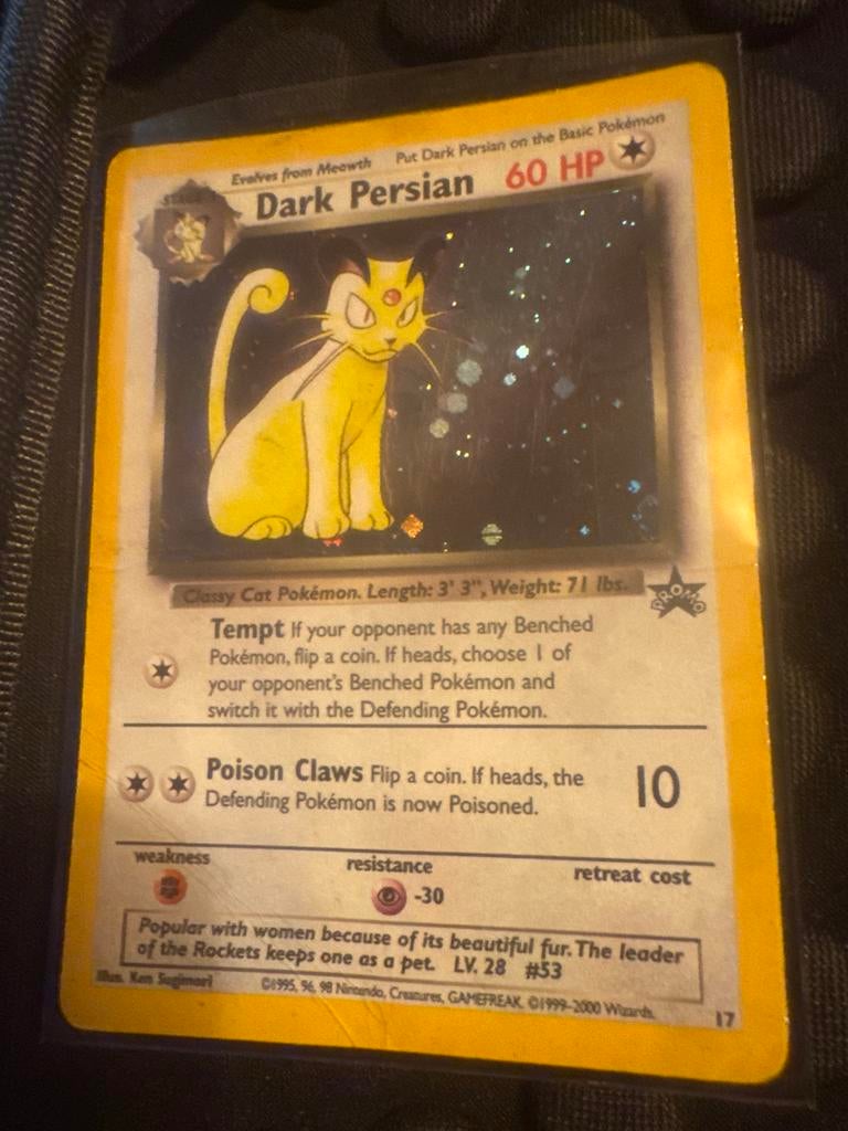 Dark Persian Team Rocket Pokemon kaart, Ophalen of Verzenden, Gebruikt, Losse kaart, Foil
