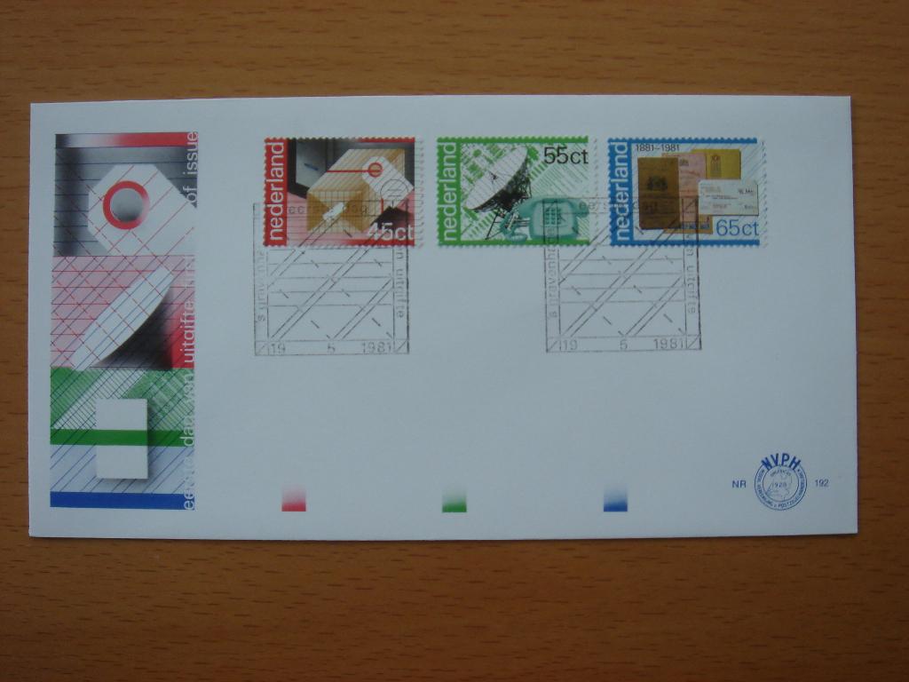 NVPH E192  1e Dag-enveloppe 100 jaar P.T.T. Diensten 1981, Ophalen of Verzenden, Onbeschreven, Nederland
