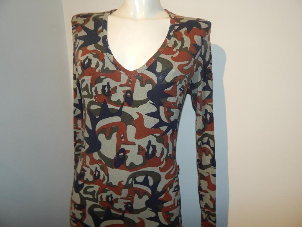 Jean paul gaultier vintage maxi dress aparte camo print L, Maat 38/40 (M), Overige kleuren, Jean paul gaultier, Ophalen of Verzenden