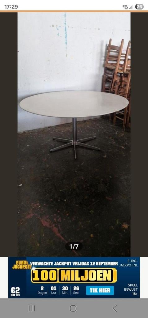 Fritz Hansen Eettafel Jaren 60, Huis en Inrichting, Tafels | Eettafels, Gebruikt, Ophalen of Verzenden, Metaal, Vier personen