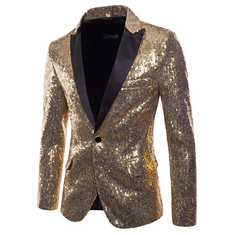 Heren gouden glitter colbert mannen blazer goud paillet, Verzenden, Nieuw, Overige maten