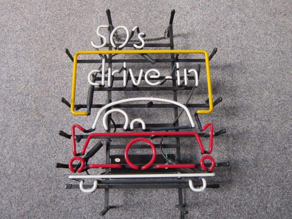 50'S DRIVE IN NEON LICHTRECLAME, Ophalen, Zo goed als nieuw, Lichtbak of (neon) lamp
