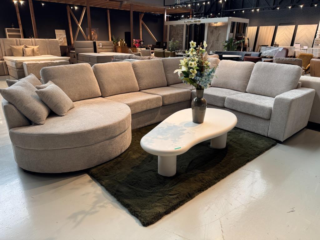 Direct leverbaar| Boucle U-bank | cirkel eiland | Utrecht, Huis en Inrichting, Banken | Bankstellen, Nieuw, Hoekbank, Vierpersoons of meer