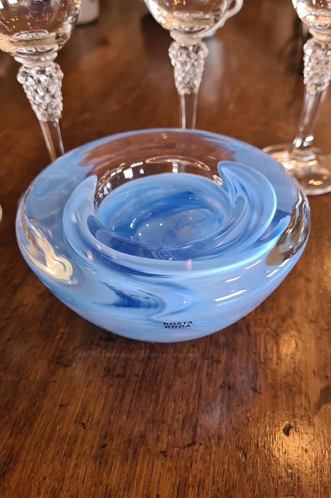 Kosta Boda Atoll waxinelichthouder prachtig licht blauw., Ophalen of Verzenden