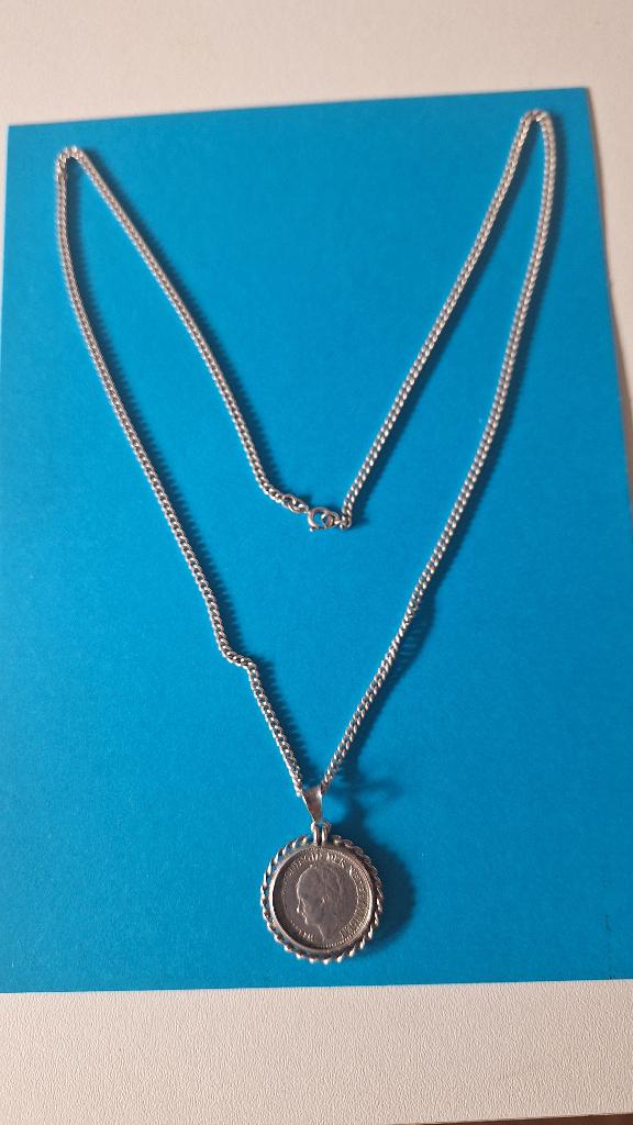 ketting zilveren munt, Ophalen of Verzenden, Zo goed als nieuw, Zilver, Zilver