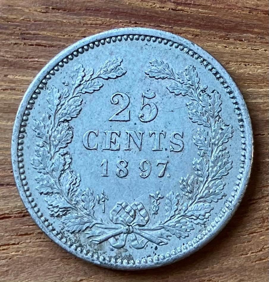nette 25 cent 1897 Wilhelmina, Ophalen, Zilver, 25 cent, Koningin Wilhelmina