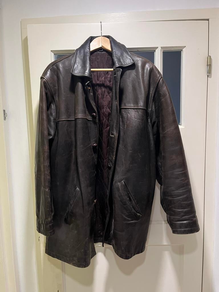 Vintage Leren Jas - Maat L, Ophalen of Verzenden, Gedragen, Maat 52/54 (L), Bruin