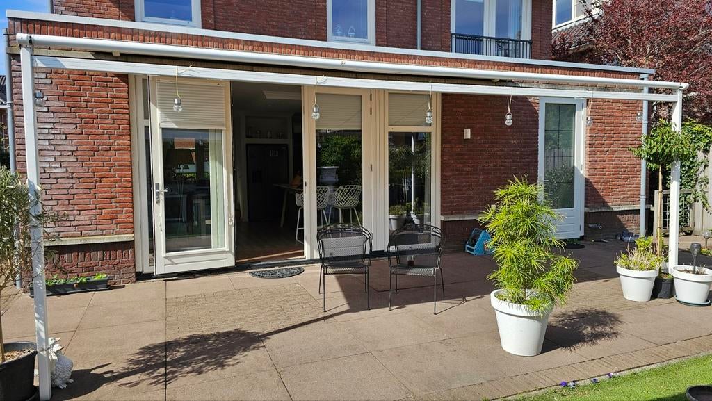 Elektrisch Zonnescherm overkapping op palen 5,98mx2,89m, Ophalen